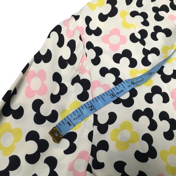 Orla Kiely x Leith Clark Blouse Bib Neck Floral Button Back Velvet Trim Womens 2 - Picture 8 of 15